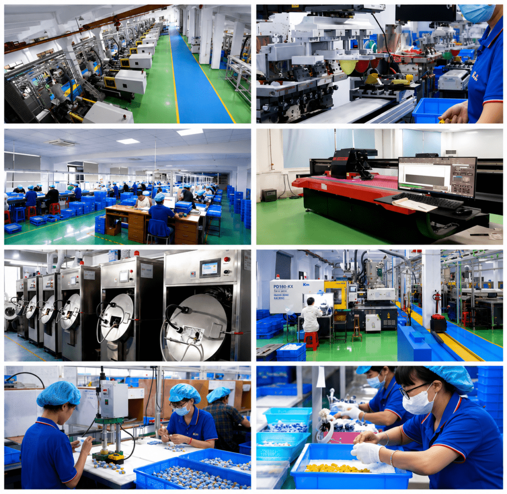 Mass production process inside a professional toy factory